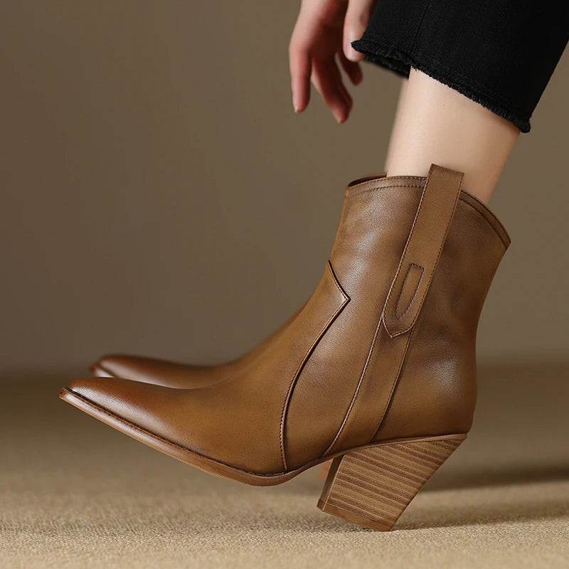 Women Ankle Boots Genuine Leather Boots