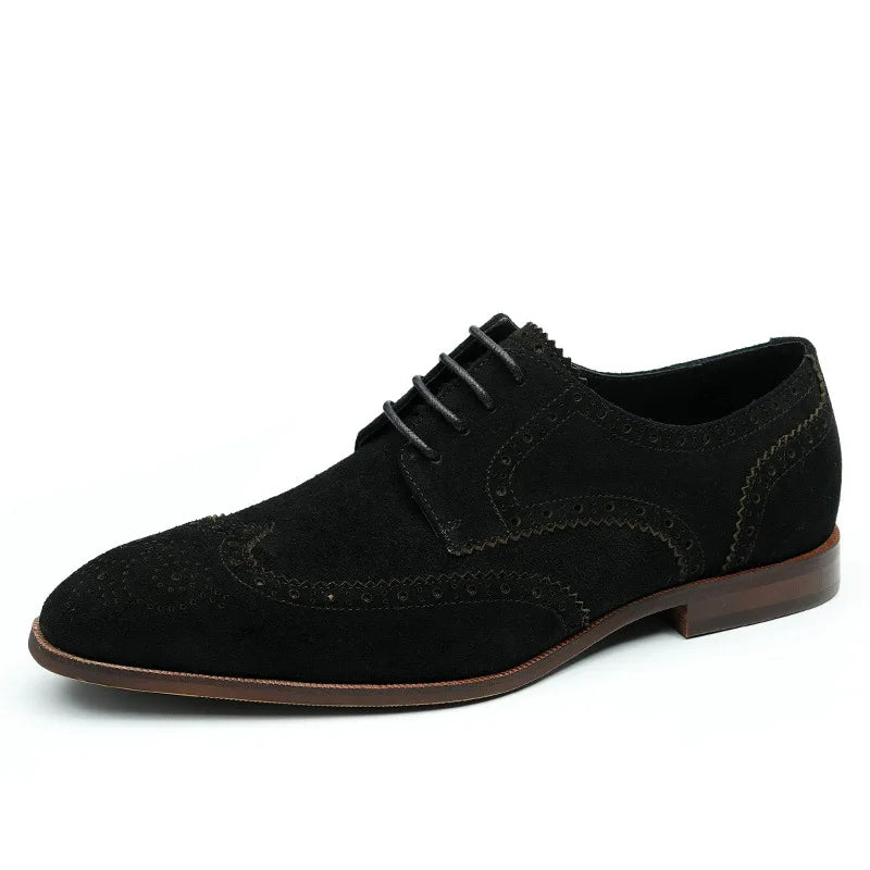 Cowhide Suede Man Dress Genuine Leather Handmade Shoes